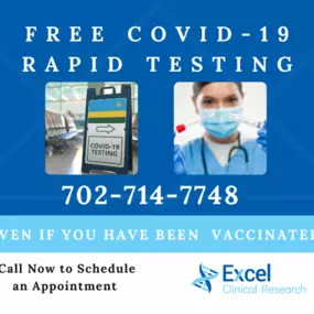 Get a free COVID-19 rapid test today. Our Las Vegas location is offering free rapid COVID-19 testing; even if you have already received your vaccine. Call now to schedule your appointment. #RapidTesting #Covid-19  #ClinicalResearch #LasVegas