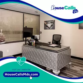 House Call MD's wound care, Dr. Kacian Brown desk at headquarters offices in Maitland Florida