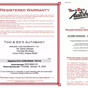 Tom & Ed’s Autobody in Crown Point – Registered Warranty Certificate at Tom & Ed’s Autobody