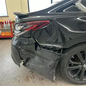 Tom & Eds' Autobody of Merrillville in Merrillville – Damaged Rear Quarter Before Repair at Tom & Eds' Autobody of Merrillville.