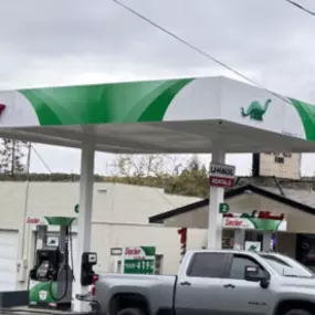 Sinclair gas station fueling island