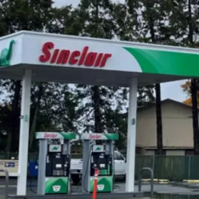 Sinclair gas station fueling island