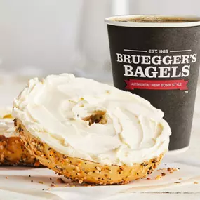 Bagel and Cream Cheese with a Large Coffee