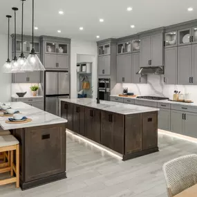 Grand open kitchens with premium finishes and large center islands