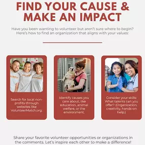 Looking to make a difference in your community?  Start by finding a cause you care about and matching it with your unique skills! Volunteering is a great way to give back, meet amazing people, and create a lasting impact. 
Do you have a favorite organization or cause? Drop it in the comments—we’d love to hear about it and help inspire others to get involved!