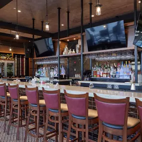 View of the bar at Burtons Grill in Lynnfield, MA.