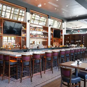 View of the bar and lounge at Burtons Grill in Gaithersburg, MD.