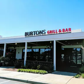 Exterior view of Burtons Grill & Bar.