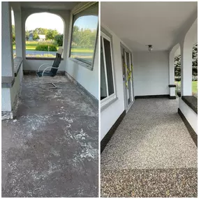 Let us take your entryway from DRAB to FAB! Call us to find out about our concrete repair and beautiful concrete overlay systems!