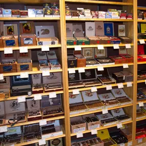 Walk-in humidor with the finest selection of cigars.