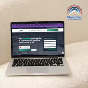 Trust-building homepage for a residential roofing contractor featuring warranty badges.