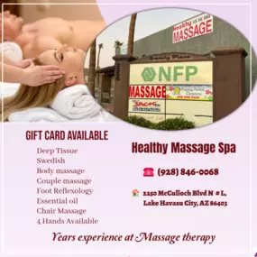 Here at Healthy Massage Spa, we love being a part of helping 
taking part in peoples wellness and a better life.