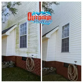 Before and after soft wash vinyl siding