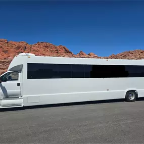 Las Vegas Party Bus 45 Passenger Party Bus with two dance poles, state of the art sound and lighting.