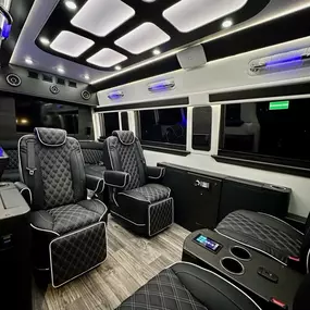 Las Vegas Party Bus 8 Passenger Ultra Luxury JET Sprinter with TVs, sounds and total luxury.