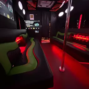 Las Vegas Party Bus 20-24 Passenger Party Bus with dance pole and state of the art sound, video and lighting.