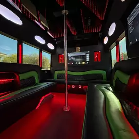 Las Vegas Party Bus 20-24 Passenger Party Bus with dance pole and state of the art sound, video and lighting.