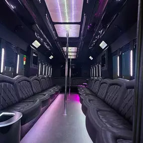 Las Vegas Party Bus 45 Passenger Party Bus Money Bar with two dance poles, TVs, state of the art sound and lighting.