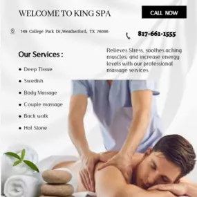 Massage is becoming more popular as people now understand the 
benefits of a regular massage session to their health and well-being.