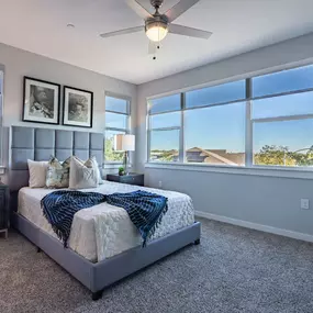 Beautiful Bright Bedroom With Wide Windows