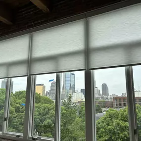 Do you want to enjoy the Indianapolis skyline from your apartment window, but not be blinded by the afternoon sun?  These Inspired Shades remote motorized shades give you complete control over light and warmly diffuse the light as it enters the room.