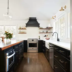 Kitchen after black cabinet painting