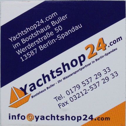 Logotyp från Yachtshop24.com im Bootshaus Buller