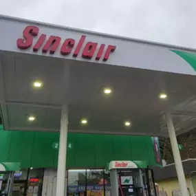 Sinclair gas station fueling island