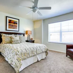 Beautiful Bright Bedroom With Wide Windows