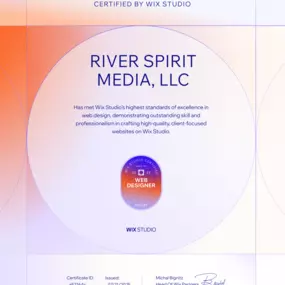 River Spirit Media Wix Studio Web Designer League Certification from Wix.