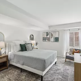 Beautiful Bright Bedroom With Wide Windows