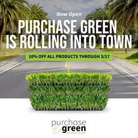 Fort Myers, we’ve arrived! ???? Purchase Green is rolling into town, bringing you the best artificial grass and unbeatable deals. To celebrate, we’re giving you 10% OFF all products now through March 17! ????✨
 
???? Visit us at Purchase Green Fort Myers and let’s transform your outdoor space!