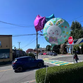 We are now ready. Easter pictures will be taken for all. Stop by our location between 12 and 3