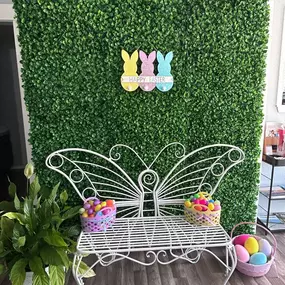We are now ready. Easter pictures will be taken for all. Stop by our location between 12 and 3