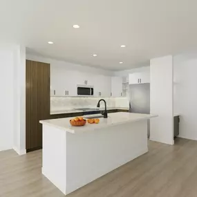 Mixed design townhome kitchen at Camden Blakeney in Charlotte, NC