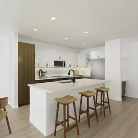 Mixed design townhome kitchen at Camden Blakeney in Charlotte, NC