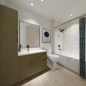 Mixed design townhome bathroom at Camden Blakeney in Charlotte NC