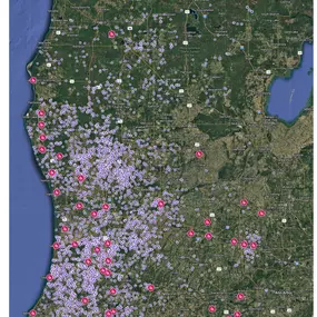 Map of Fiber Cities and Rural Wireless Customers