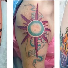 Custom colorful tattoos in Marion, Ohio.