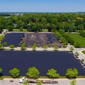 aerial view of a parking lot repair project