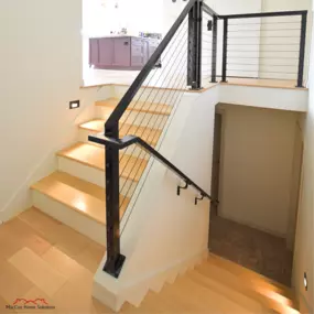 living room with stairs