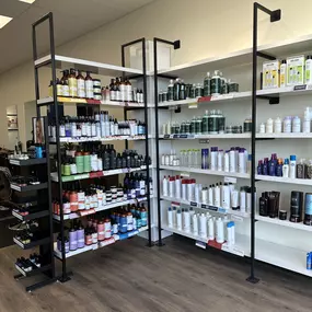 Product shelving with Cibu brand at the Hair Cuttery Ryan Park in Ashburn VA