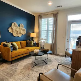 Living Room with a yellow couch