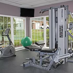 Fitness center at The Woodlands apartments in Latham NY