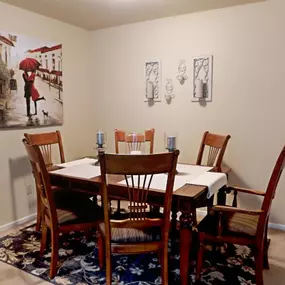 dining room in apartment at partridge hill