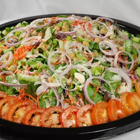 Fresh, colorful, and ready to serve!  Our catering salads are perfect for any gathering. Made with crisp greens and fresh toppings. Planning an event? Order online: https://flancers.com #CateringMadeEasy #FreshSalads