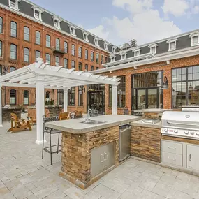 Large outdoor kitchen with grilling station