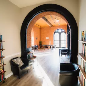 Living room with library