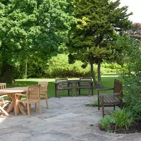 The patio area for lounging in the sun