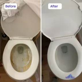 Real Clean’s maid service worked its magic! This before-and-after shot showcases a sparkling transformation of a bathroom toilet, demonstrating the power of our house cleaning expertise.